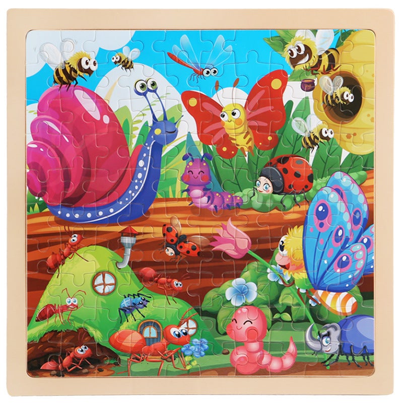 100 Children'S Wooden Cartoon Animal Dinosaur Plane Wooden Puzzle Boys And Girls Baby Early Education Educational Toys - Image 1